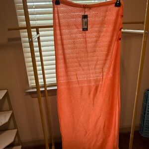 PrettyLittleThing Coral Knit Maxi Skirt